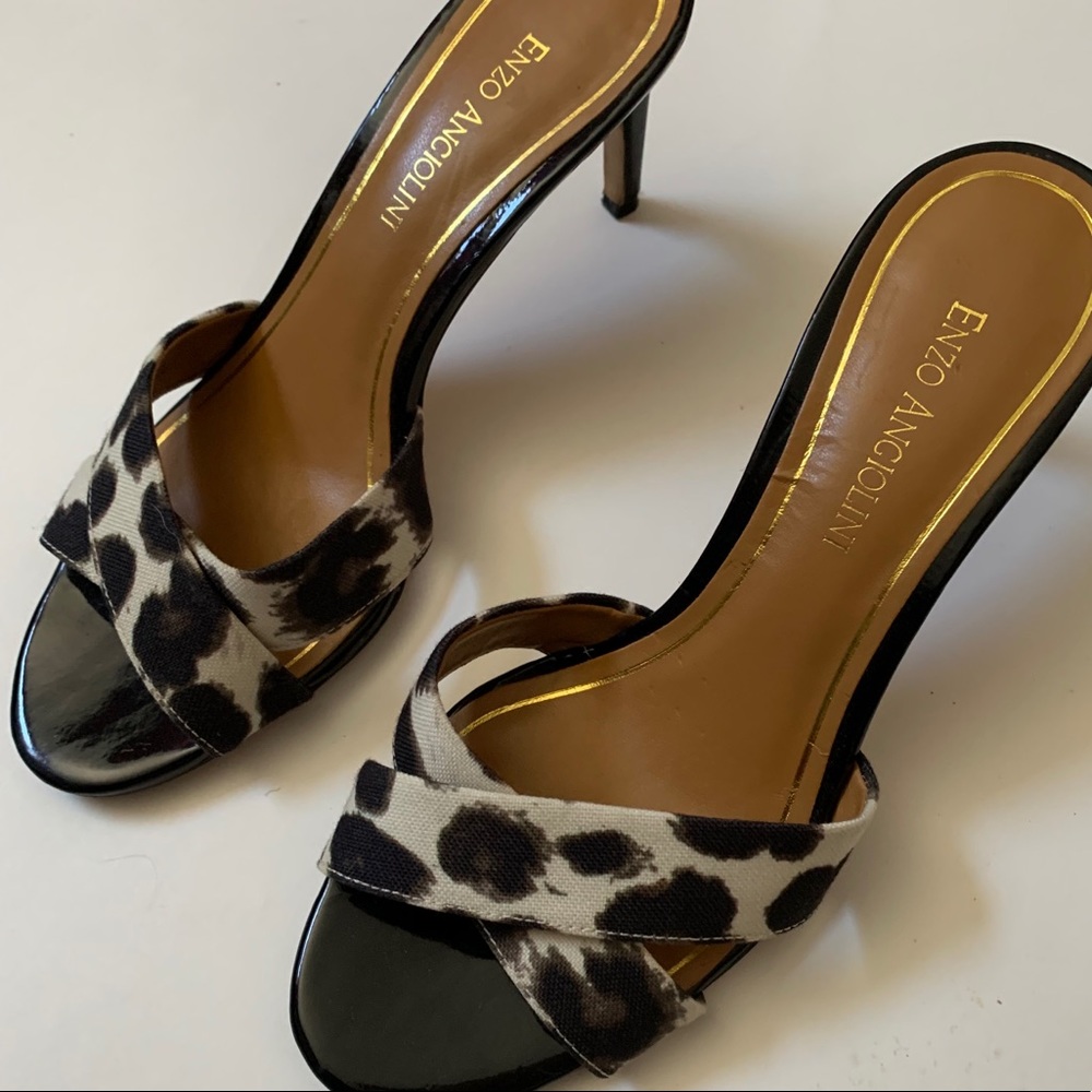 Enzo Angiolini Black Leopard Print Heels